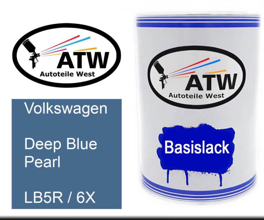 Volkswagen, Deep Blue Pearl, LB5R / 6X: 500ml Lackdose, von ATW Autoteile West.